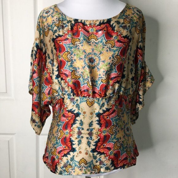 Anthropologie Tops - Anthropologie Kas New York Winterstar Boho Kaleidoscope Blouse Sz 2 Multicolor